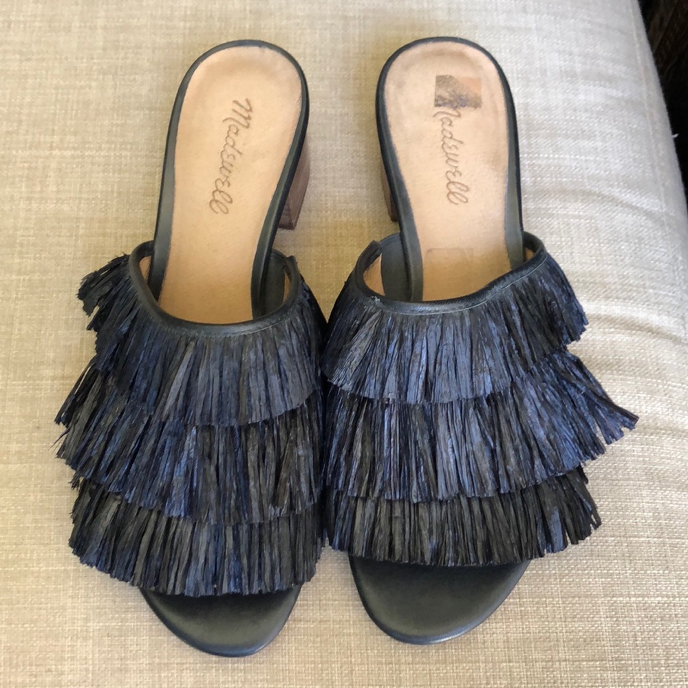 Madewell fringe mule open toe pump size 8
